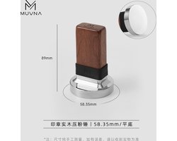 MUVNA - luxury espresso Tamper - Vlakke bodem - Walnoot Hout - Gepolijst Staal - 58,35mm - Voor E61 filterdrager
