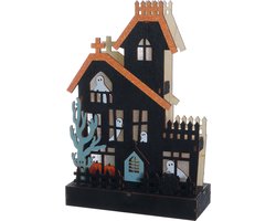 Halloween Decoratiehuis met LED-verlichting en Spookfiguur - 20 cm
