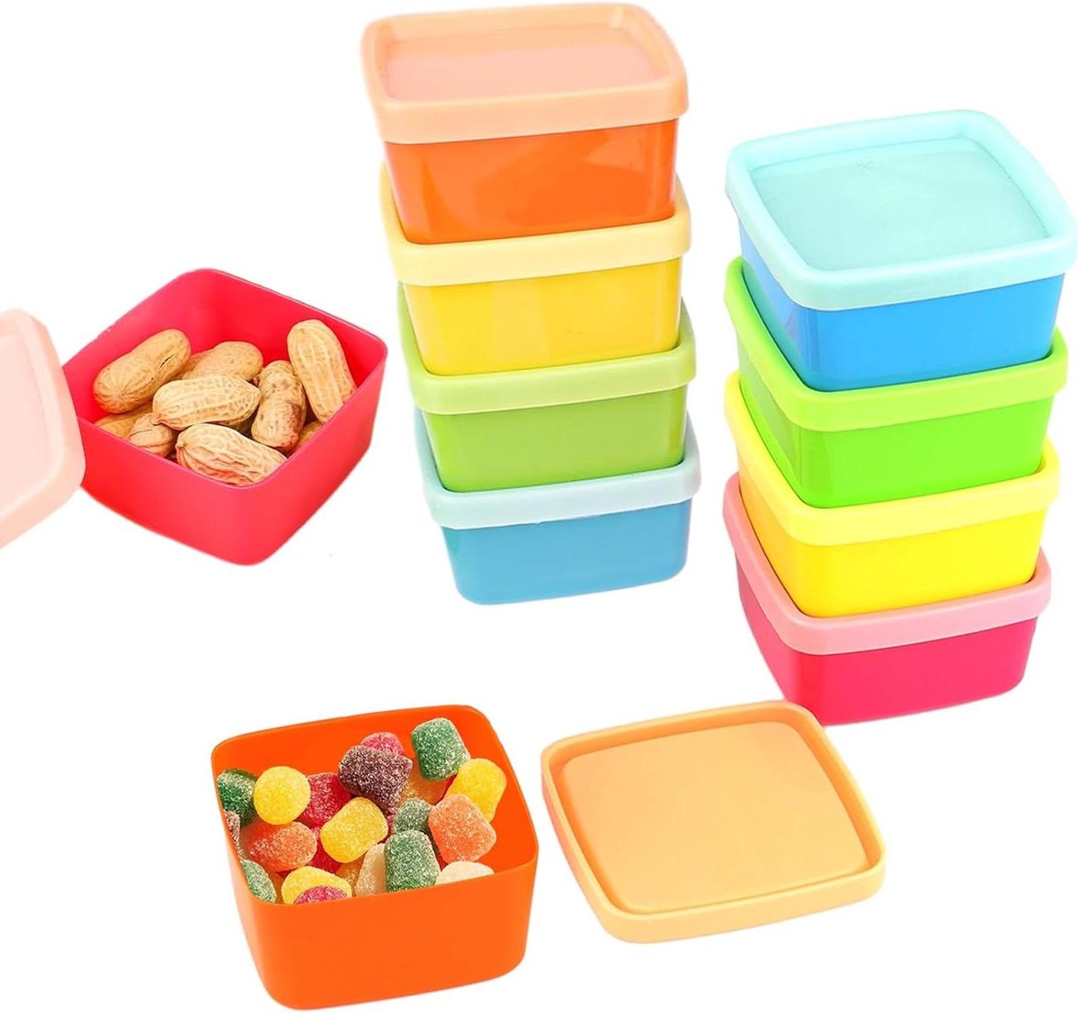 Kleine dozen met deksel 10 stuks plastic vershouddozen vriesdozen kunststof voorraaddozen voor sauzen dips en specerijen diepvriesdozen
