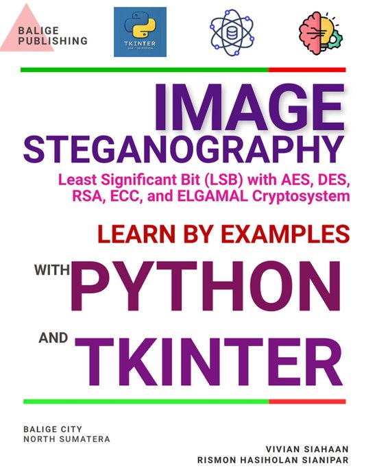 IMAGE STEGANOGRAPHY Least Significant Bit (LSB) with AES, DES, RSA, ECC, and ELGAMAL Cryptosystem: LEARN BY EXAMPLES WITH PYTHON AND TKINTER
