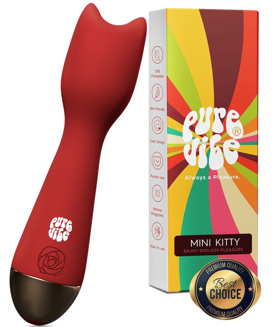 Foto: Purevibe mini kitty clitoris stimulator en vibrator stil discreet vibrators voor vrouwen seksspeeltjes sex toys voor vrouwen en koppels bordeaux rood