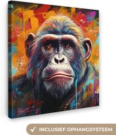Peinture sur toile 20x20 cm - Décoration murale Singe - Gorilla - Graffiti - Animaux - Couleurs - Décoration murale murale salon - Décoration chambre - Accessoires de chambre - Peintures