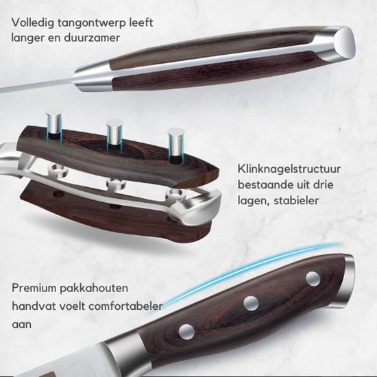 HP3 Professioneel RVS Japans Santoku Mes 17,5 cm - Benelux