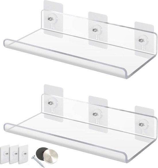 CASSA TOKO Muurbevestigde Zwevende Boekplanken voor Muur Set van 3 CASSA TOKO Muurbevestigde Zwevende Boekplanken voor Muur Set van 3
