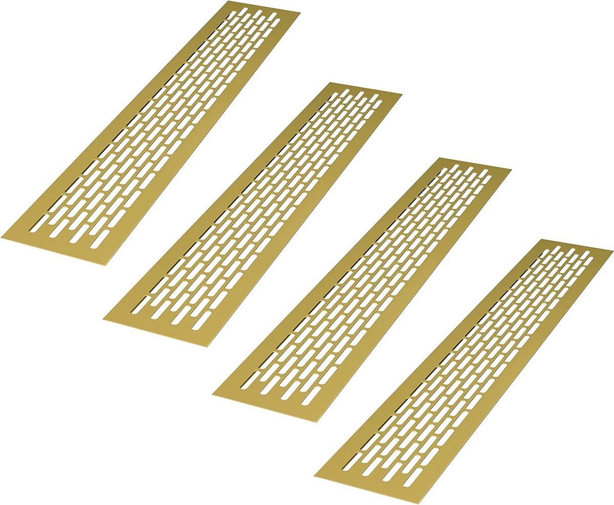 sossai® aluminium ventilatierooster - Alucratis (1 stuk) | Rechthoekig - afmetingen: 48 x 8 cm | Kleur: goud | afvoerluchtrooster