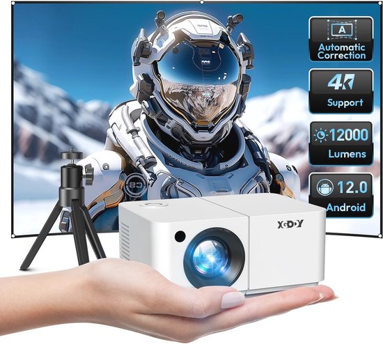 Puxinat Beamer, mini-beamer Bluetooth 5.2 Full HD 1080P draagbare outdoor / home theater projector, 50% zoom 200-inch display, compatibel met TV Stick/ HDMI/Smartphone/Game Console/USB [Incl