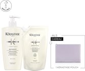 Bol.com Kérastase Densifique Voordeelverpakking + Cadeau - Navulbare Shampoo 500ml & Navulling 500ml + Flatpouch Cadeau - Voor V... aanbieding
