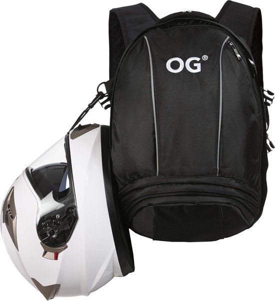 Sac à dos Motorcycle OG Original EZ- Rider , noir, 25 L, sacoche pour casque de Motorcycle , sangle de transport de casque, antivol, étanche, compartiment pour ordinateur portable, réfléchissant, noir