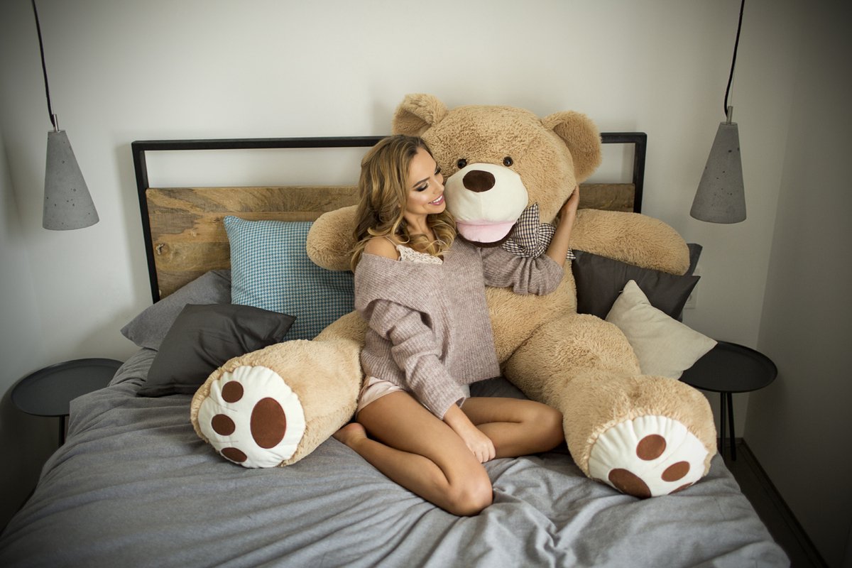 Knuffelbeer - Teddybeer - XXL 160 cm - Knuffel - Knuffel beer - Teddy beer - Teddybeer XXL - Super groot - Valentijn - Cadeautje voor haar - Grote Knuffelbeer - Mega Teddy Beige - Gomoor — afbeelding 2