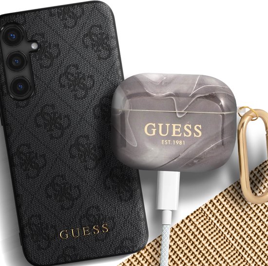 GUESS, Coque pour Airpods 3 New Marble Antichoc, Zwart / Or