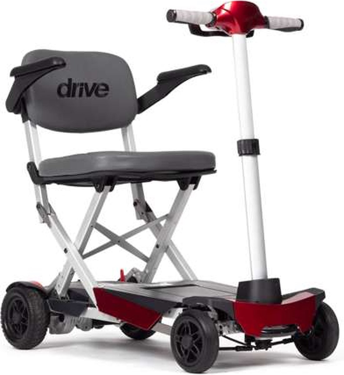 Scootmobiel Manual Fold+ - Compact opvouwbaar - Rood - Verhoogd zitcomfort - Ideaal om mee te nemen - Inclusief armsteunen - Actieradius tot 15 km - Drive Devilbiss Healthcare