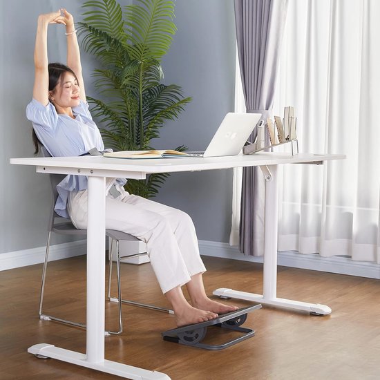 EUREKA ERGONOMIC Kantoorvoetsteun Onder Bureau, Verstelbare Voetsteun Met Metalen Frame Massageoppervlak Voetkruk 20 Graden Kantelhoekverstelling Geen Vergrendeling Zwart En Grijs 692056076