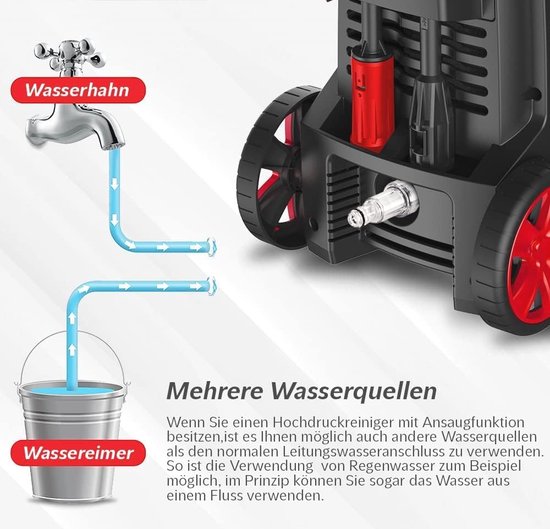 Hogedrukreiniger met 220 bar, 450 l/u, 1800 W, 5 m slang en schuimapparaat