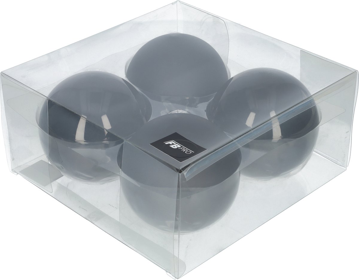 Glazen kerstballen - Set van 4 stuks/100mm - Luxe kerst decoratie - Sfeervolle kerstversiering voor in de kerstboom - Glas - Black Combi - Zwart – foto 4