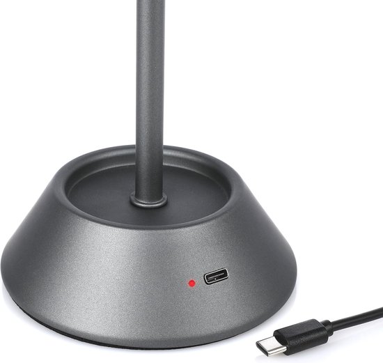 Idena LED Tischleuchte Touch Tango Metall Grau 15x33cm Akku USB Dimmbar 3 Modi Innen Tafellamp 62894287