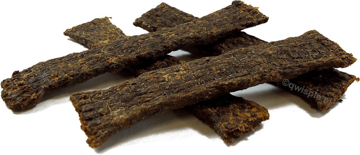 Qwisple Vleesstrips Geit - Hondensnacks - 100% Vlees Strips - Training Reepjes - Verwensnacks Hond - 1000 gr