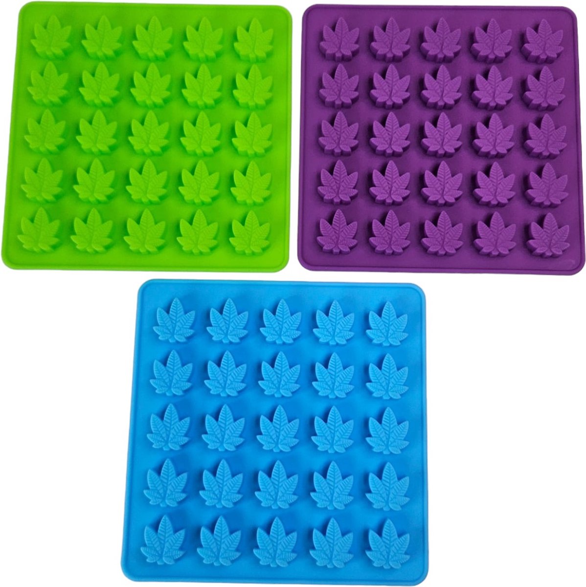 MGM Trading - 3 Stuks, 3D Esdoornblad Siliconen Chocoladevorm Voor DIY Taartdecoratie En Bakken - Perfect Voor Gelei, Snoep En Keukengadgets - ieder vakje 2 bij 2,3 cm