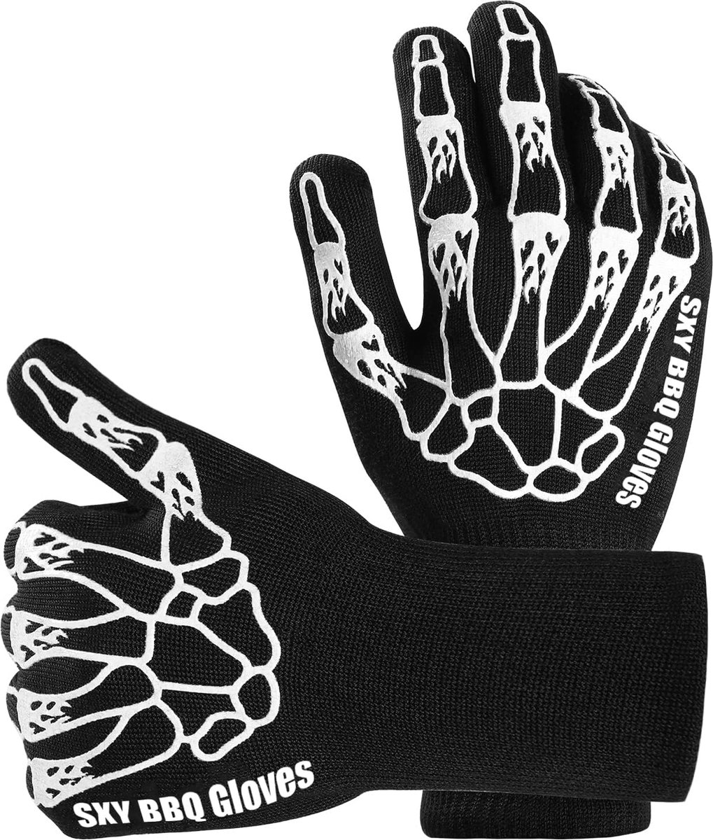 BBQ Handschoenen Ovenhandschoenen Bakhandschoenen Antislip Hittebestendige Handschoenen met Siliconen EN407 Gecertificeerde BBQ-Handschoenen Hittebestendig voor Grillen Koken Lassen Open Haard