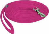 Fuchsia longeerlijn van QHP met zilverkleurige musketonhaak en lus.