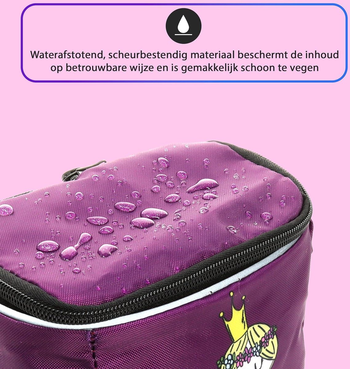 Stuurtas voor kinderfiets - Afneembare deksel - Fietstas met reflectoren - Klittenbandbevestiging - Incl. binnenzak - Paula Prinses