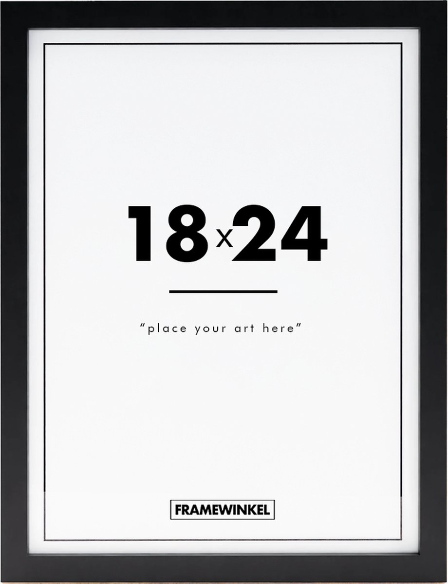 Fotolijst - Framewinkel - Premium Hout - Fotomaat 18x24 cm - Posterlijst - Fotolijstje - Zwart