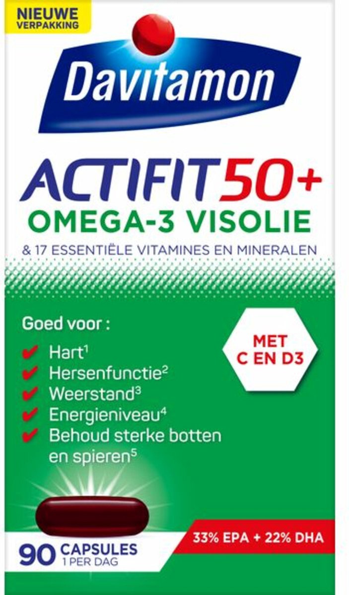 Goedkoopste 2x Davitamon Actifit 50 Omega-3 Visolie 90 capsules