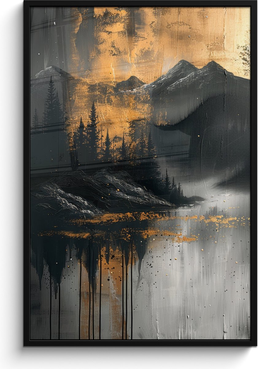 FrameYourWall Poster in lijst - Fotolijst 80x120 cm - Posters - Natuur - Abstract - Landschap - Modern - Posterlijst zwart - Decoratie - Wanddecoratie woonkamer - Muurdecoratie slaapkamer