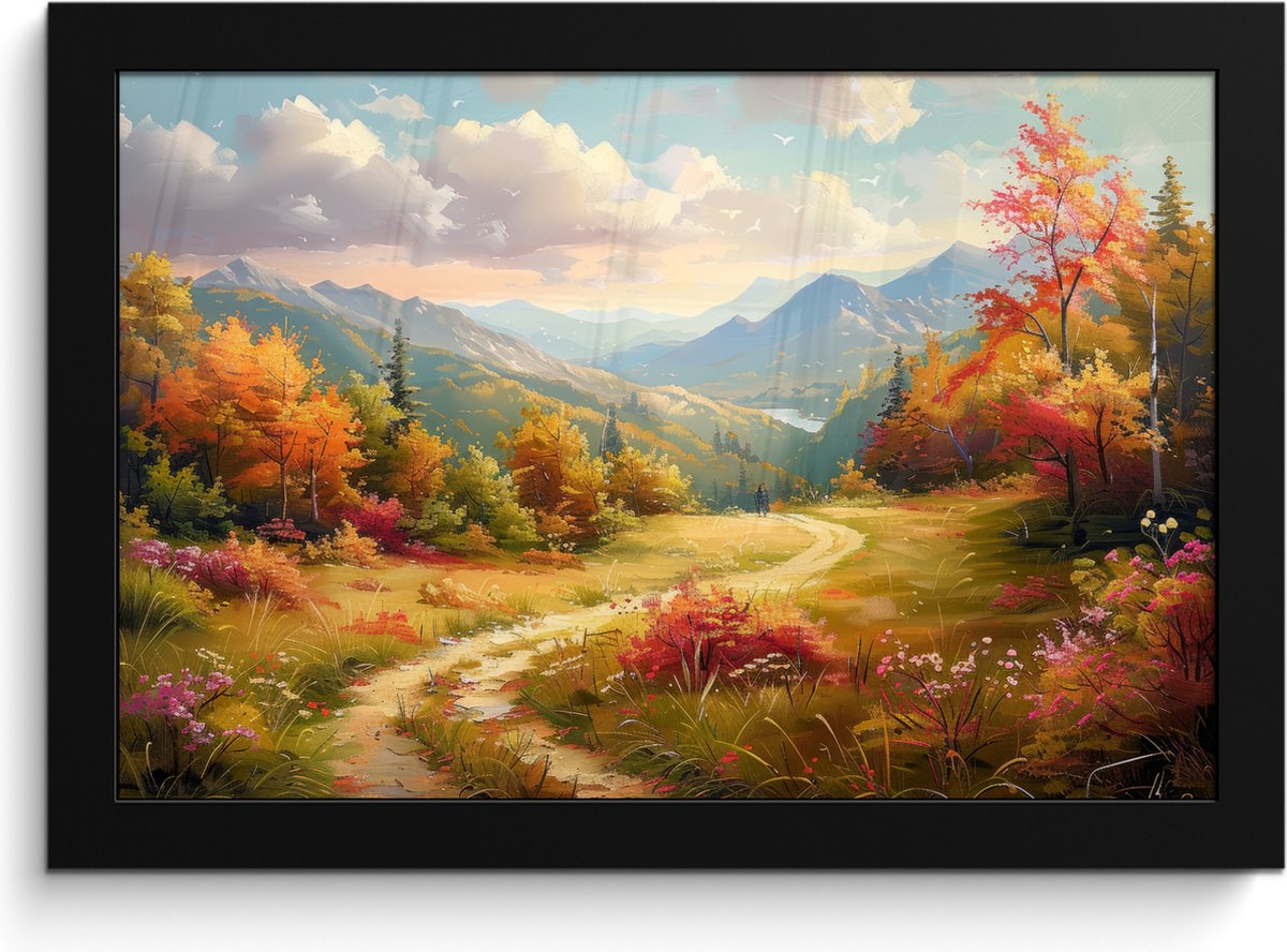 FrameYourWall Poster in lijst - Fotolijst 30x20 cm - Posters - Landschap - Illustratie - Natuur - Posterlijst zwart - Decoratie - Wanddecoratie woonkamer - Muurdecoratie slaapkamer Natuur landschap