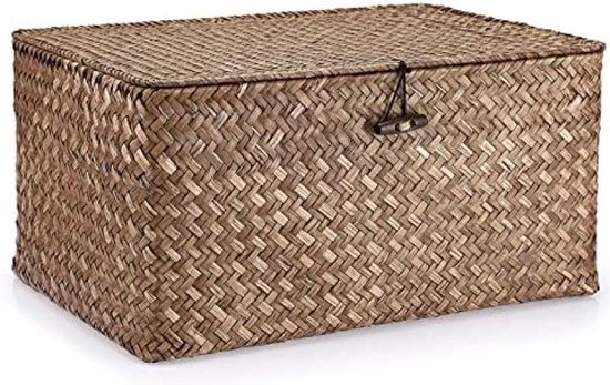 OLegei Opbergmand Wilgenhout Met Deksel - 31 X 18 X 15 Cm Tafelorganizer En Plankmand