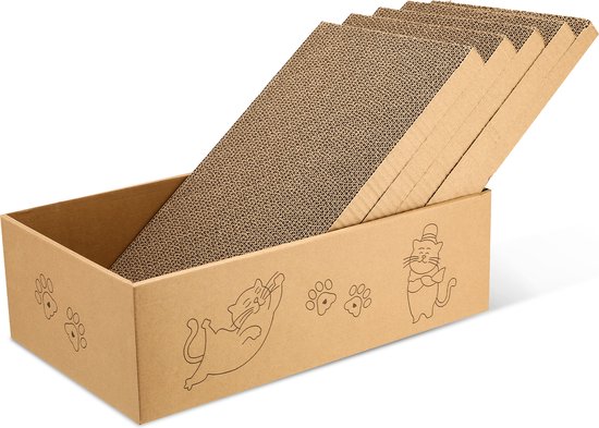 Behave Krabplank voor Katten - Set van 5 stuks - Krabkarton - Krabmat - Duurzaam - Krabmeubel - 42,5 x 26,5 x 13 cm