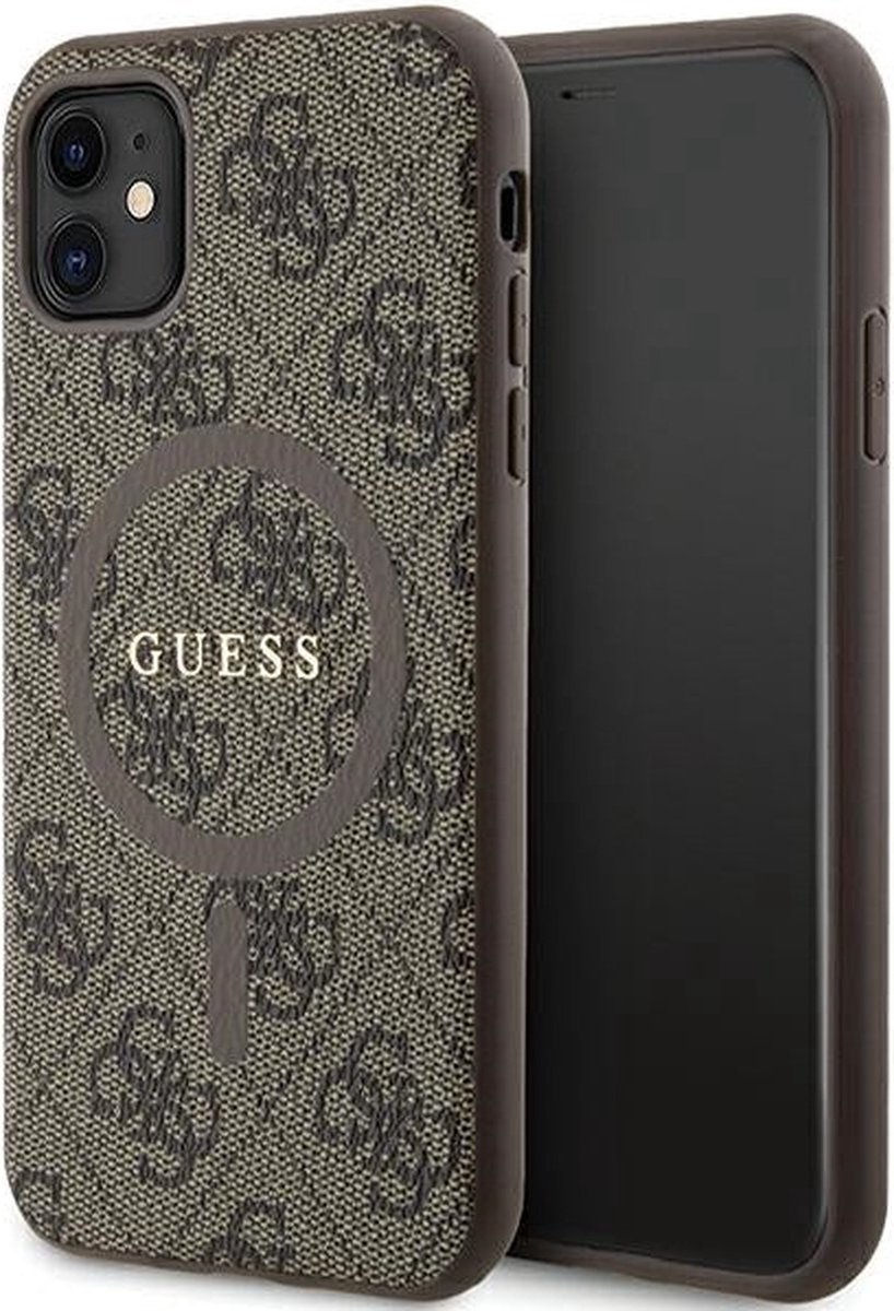 Guess 4G Back Case (MagSafe Compatible) - Geschikt voor Apple iPhone 11 (6.1") - Bruin
