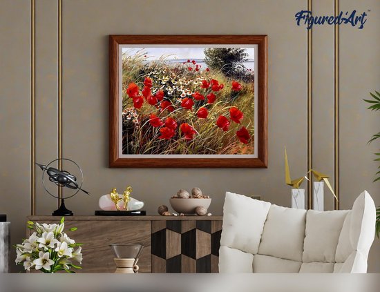 Peinture Par Numéros Paysage Fleurs 40x50cm - Kit Complet Pour Adultes Sans Cadre