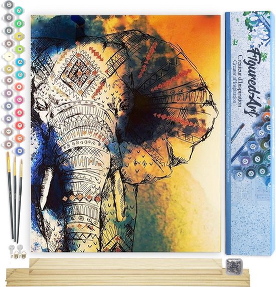 Figured'Art Schilderen op Nummer Volwassenen met lijst - Kleine boot en bergmeer - Handwerk acrylverf Kit DIY Compleet - 40x50cm Canvas al ingelijst