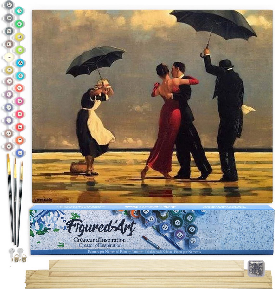 Figured'Art Peinture par Numéro Adulte Femme en Habits traditionnels - Activité Manuelle Kit de Loisir Créatif DIY Numéro d'Art Complet - 40x50cm avec châssis en bois à monter