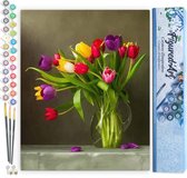 Figured'Art Schilderen op Nummer Volwassenen canvas Kleurige bloemen - Handwerk acrylverf Kit DIY Compleet - 40x50cm zonder frame