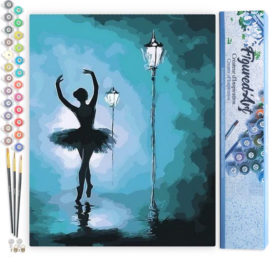 Figured'Art Schilderen op Nummer Volwassenen canvas Gouden en blauwe vlinders - Handwerk acrylverf Kit DIY Compleet - 40x50cm zonder frame Figured'Art Schilderen op Nummer Volwassenen canvas Gouden en blauwe vlinders - Handwerk acrylverf Kit DIY Compleet - 40x50cm zonder frame