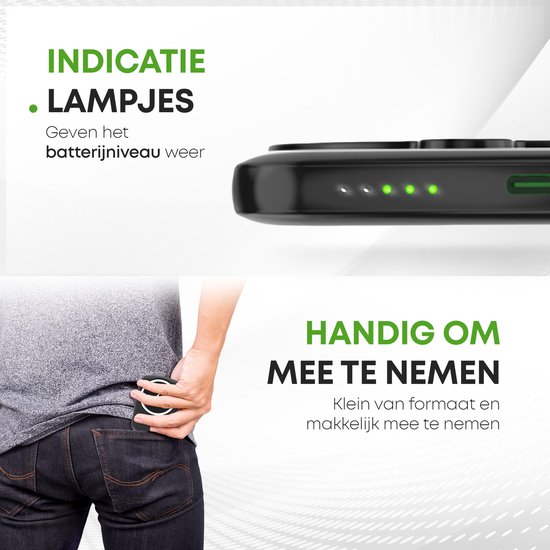 iSetchi Magsafe Power Bank 10 000 mAh - Klein taille - Magnétique et sans fil - Pour iPhone 12 & 13 - Chargeur de batterie sans fil