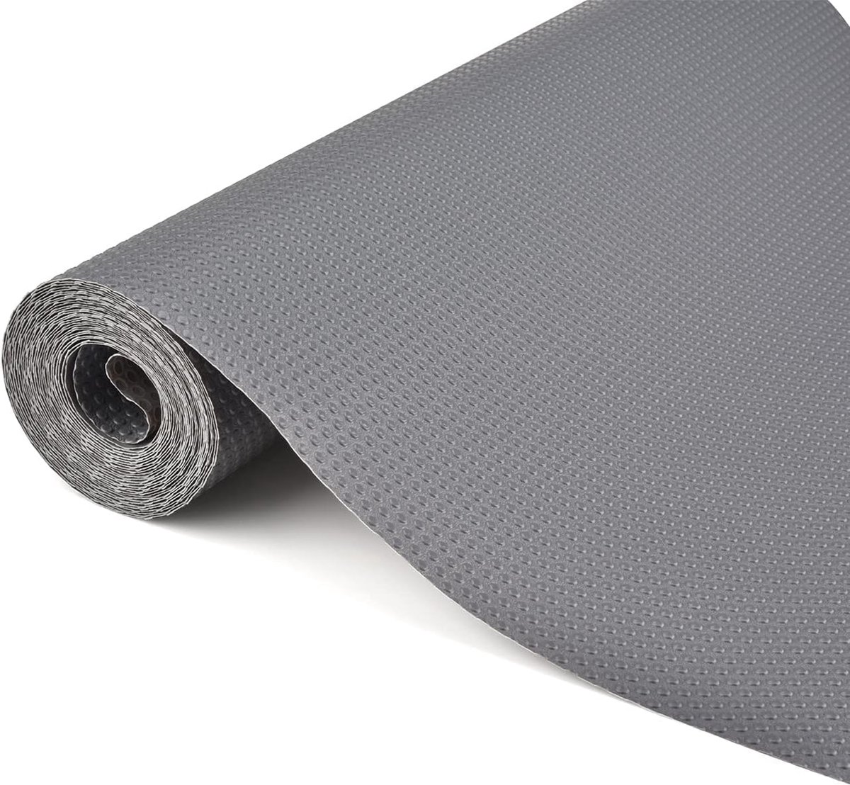 EVA-lademat, 45 x 500 cm, antislip, voor laden, koelkast, planken, waterdicht, niet-klevend, grijs