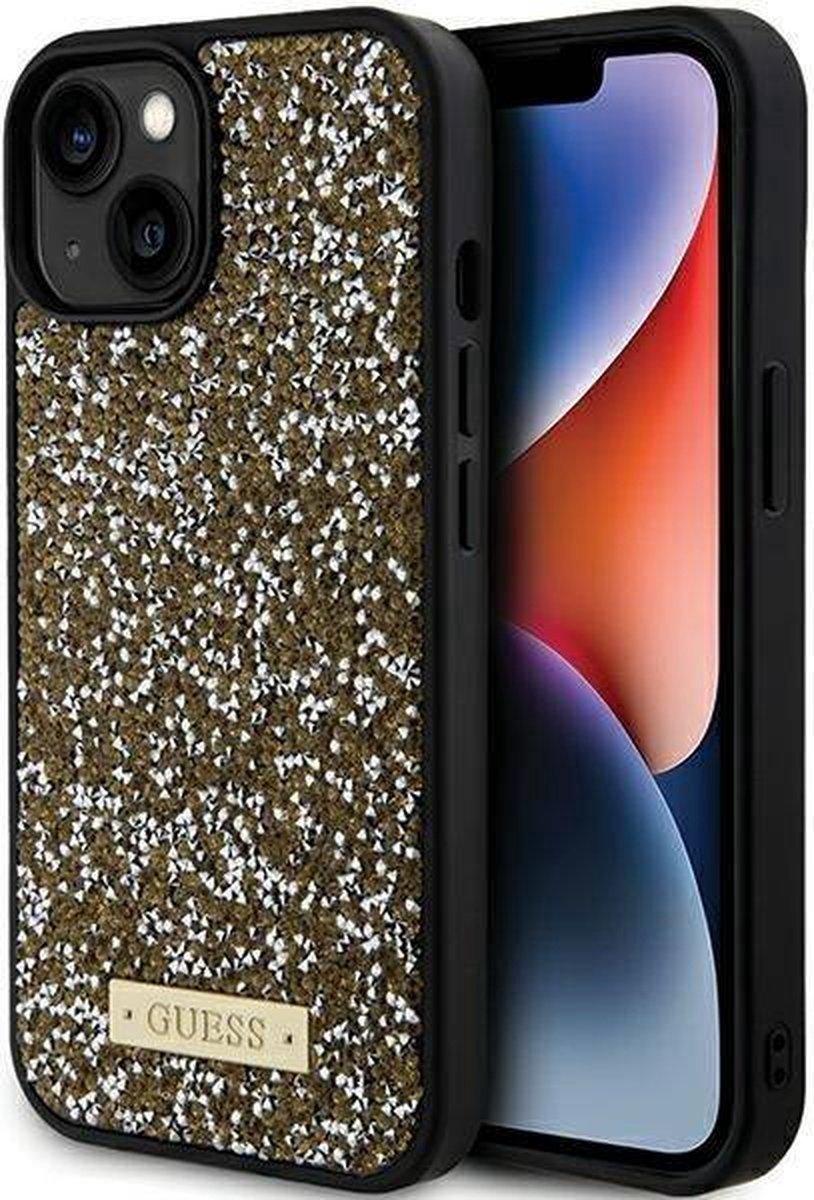 Guess Rhinestones Back Case - Geschikt voor Apple iPhone 15 (6.1") - Goud