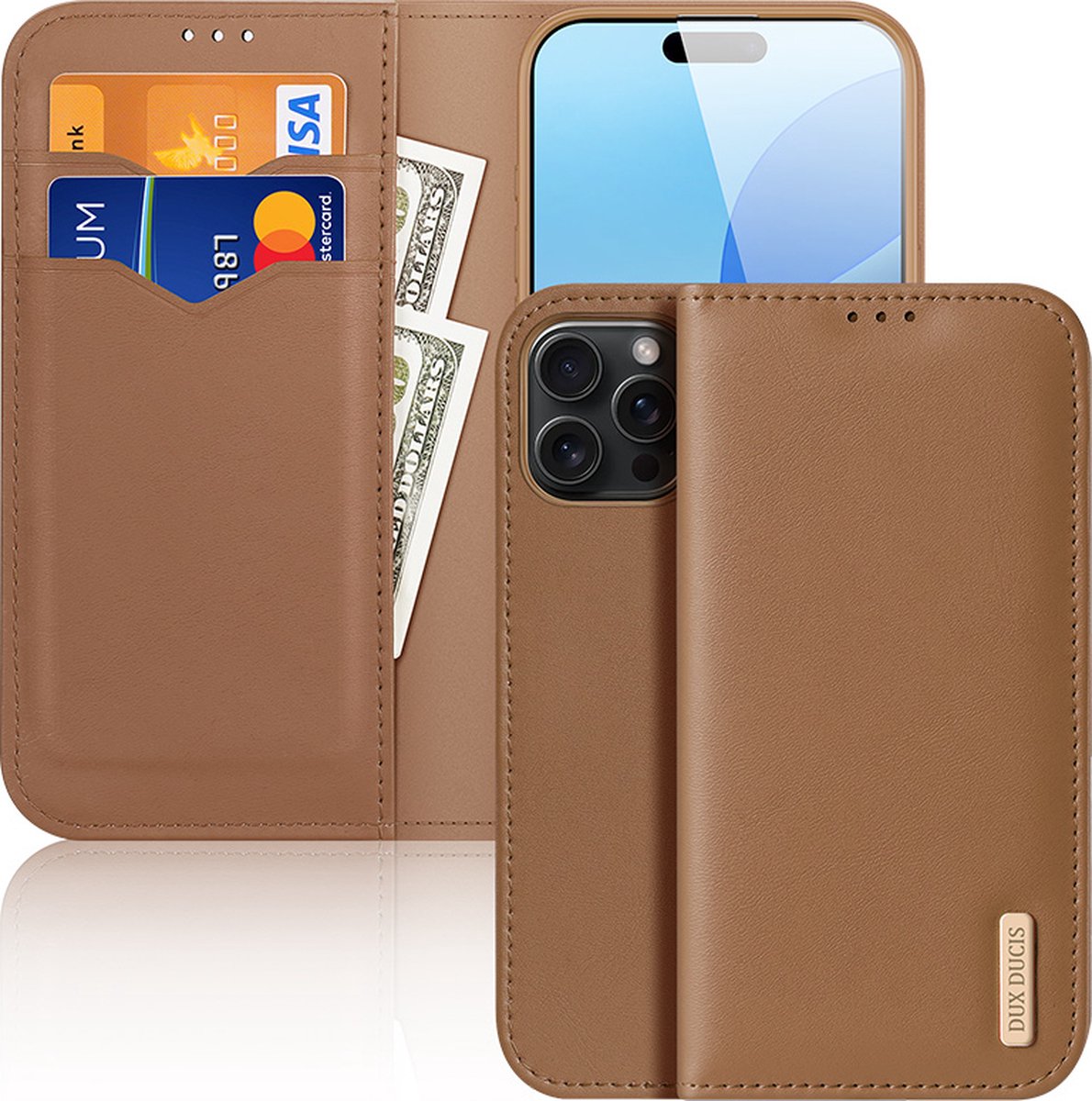 Dux Ducis - Telefoonhoesje geschikt voor Apple iPhone 16 Pro Max - Hivo Series Case - Bruin