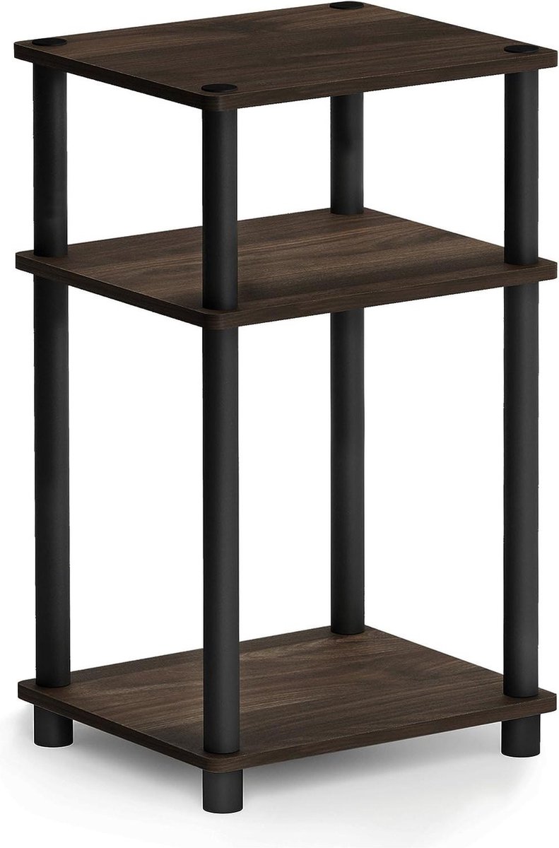 Image of 3-Tier Turn-N-Tube Bijzettafel Nachtkastje - Columbia Walnoot/Zwart