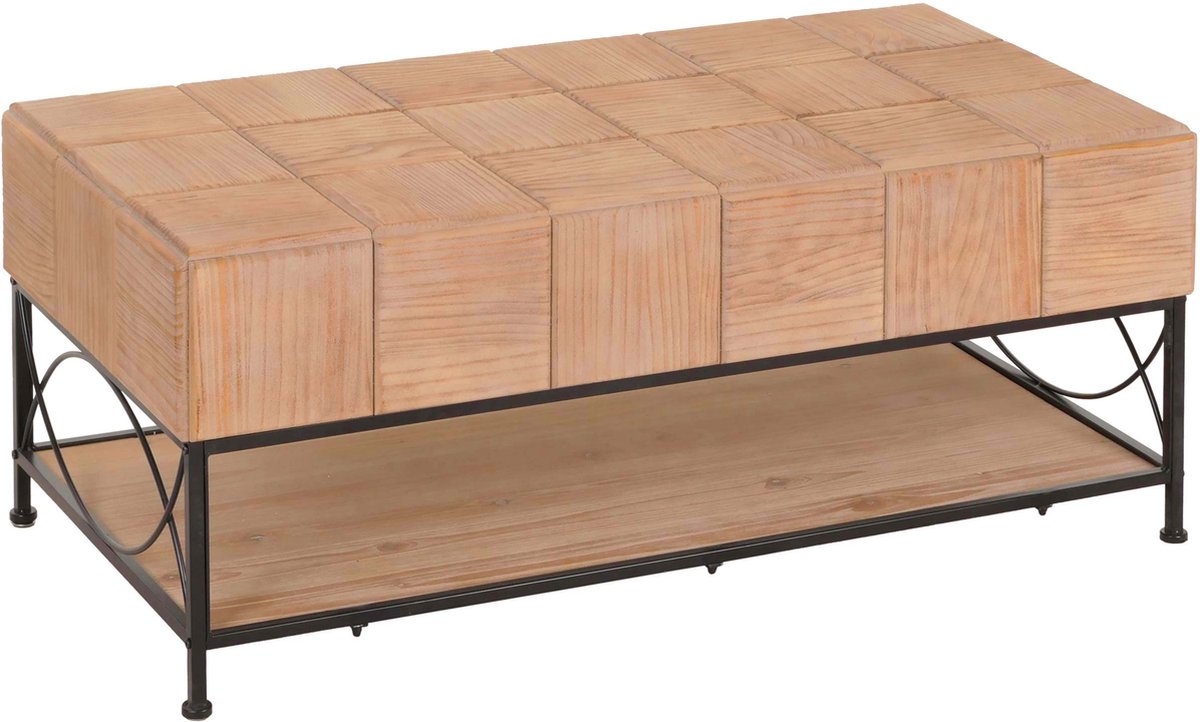 MCW Salontafel MCW-N30, woonkamertafel sofatafel bijzettafel, plank massief hout MDF, 51x120x61cm bruin