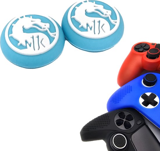 Foto: Gadgetpoint gaming thumb grips performance thumbsticks accessoires geschikt voor playstation ps4 ps5 xbox 360 one series x s nintendo switch pro controller s thumbgrips draak blauw