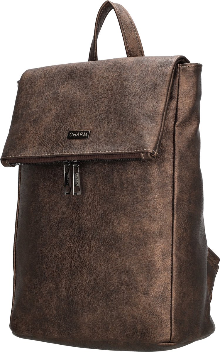 Charm London Bayswater Premium Fashion Rugzak Rugtas Leatherlook - Brons