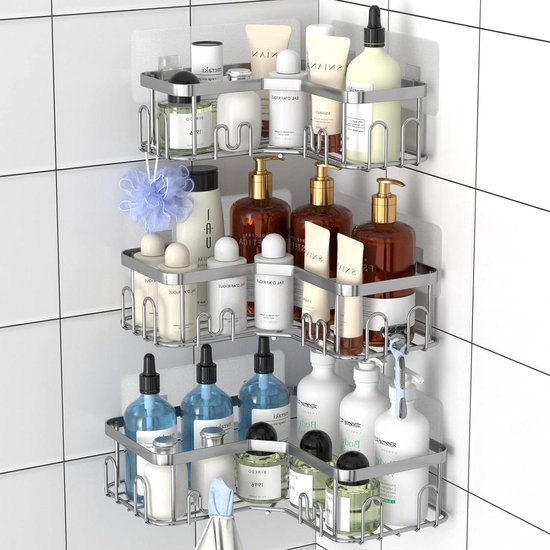 Douche Caddy 2 Pack Zwarte Douche Planken Geen Boren Roestvrije Sneldrogende Douche