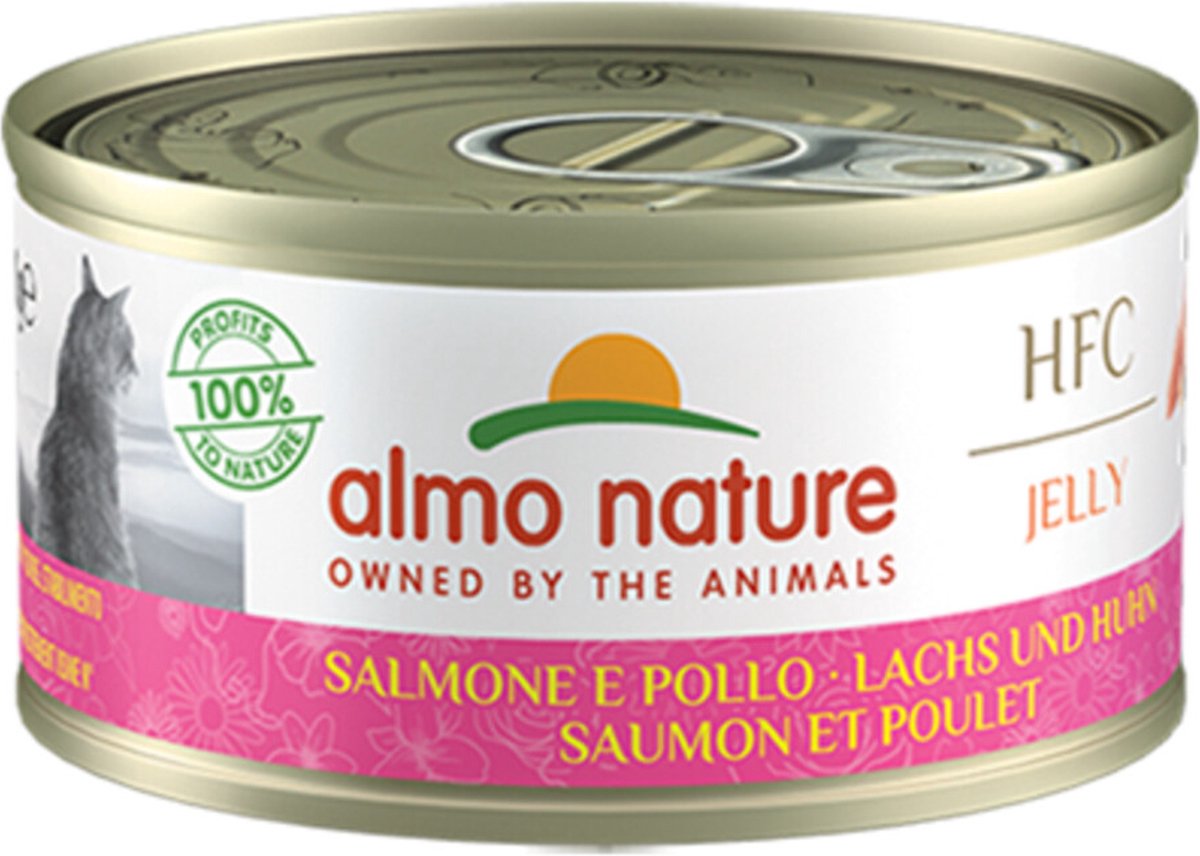 48x Almo Nature HFC Jelly Kattenvoer Nat Zalm & Kip 70 gr