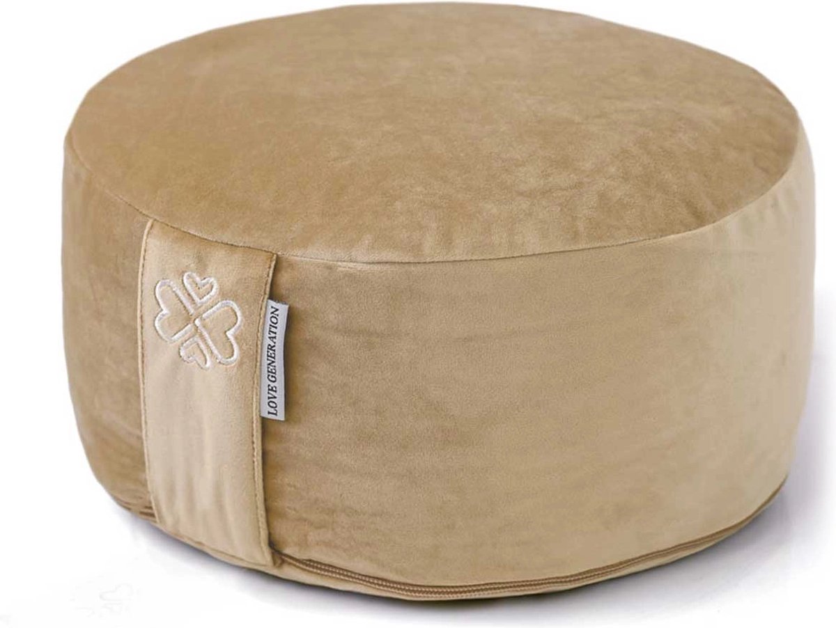 Love Generation - Meditatiekussen - Rond - Velvet - Licht Goud