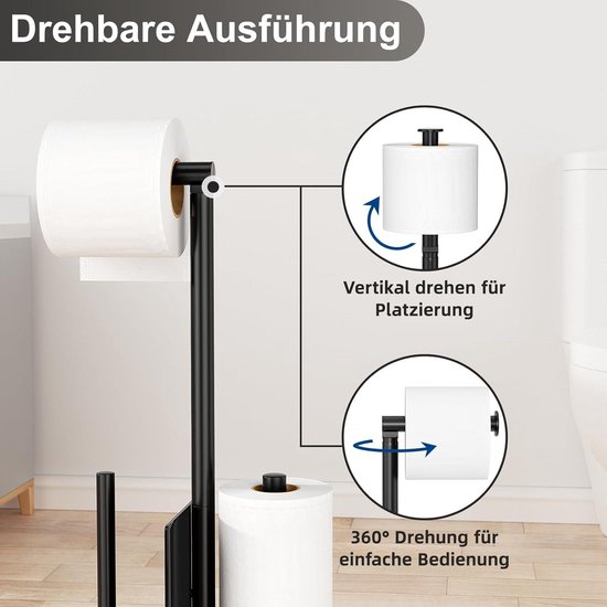 en.casa] Set de Porte-Papier Toilette sur Pied Support Brosse Amovible