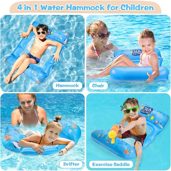 Opblaasbare waterhangmat voor kinderen oceaanthema - 4-in-1 luchtmatras met net - zwembad drijvende stoel - zomer speelgoed accessoires waterhangmat van Intex — afbeelding 2