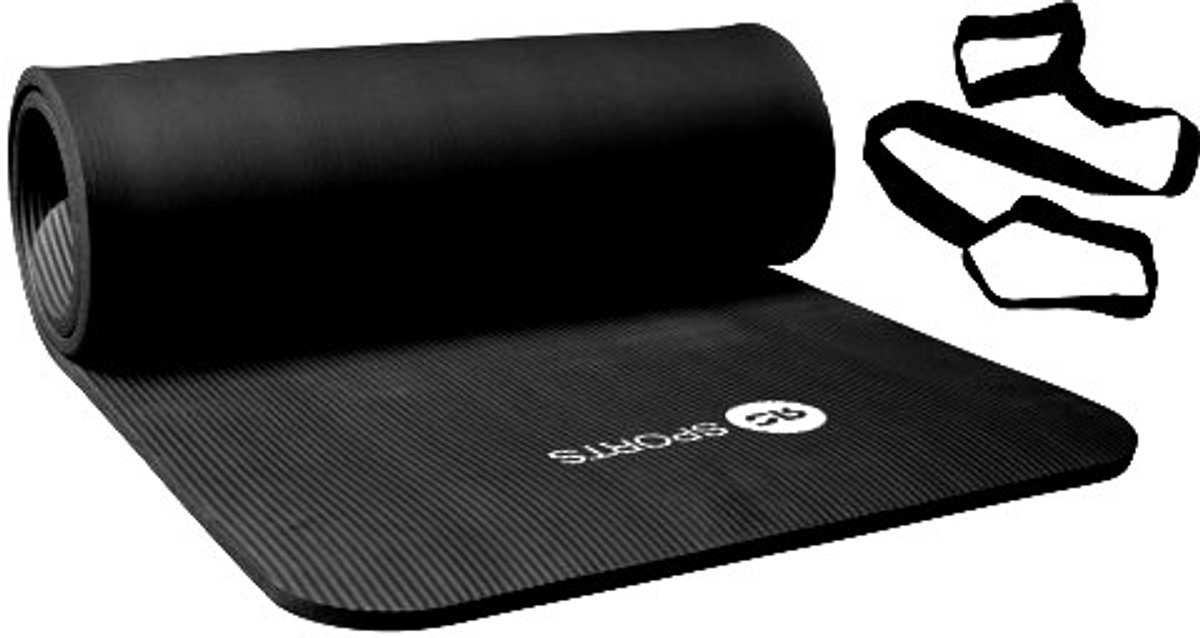 RS Sports - Fitnessmat - 180 cm x 60 cm x 1,5 cm - Zwart
